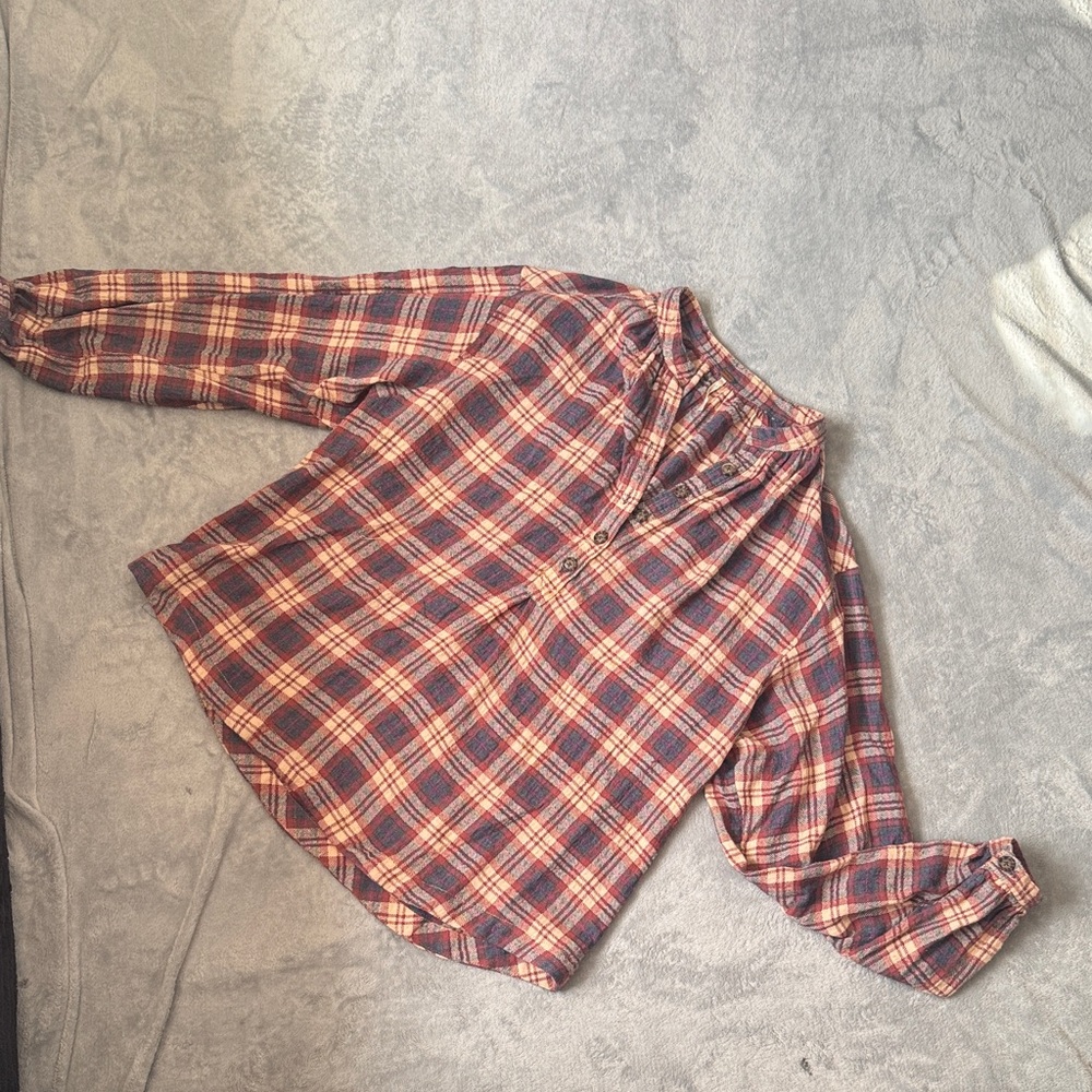 Free People Red and Blue Plaid Shirt